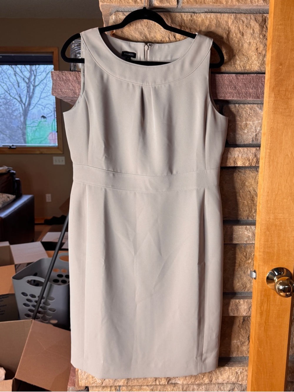 Talbots Sleeveless Sheath Dress in Light Beige
